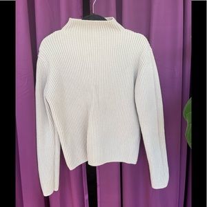 Oatmeal Funnel Neck Ribbed Sweater